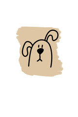 Cute brown dog children's drawing