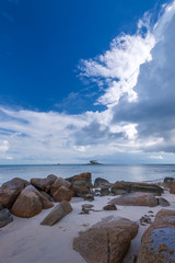 Fototapeta na wymiar Panorama beach and rock Formation Photos at Berhala island kepulauan Riau