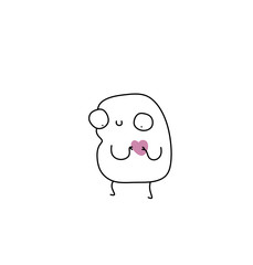 Cute little man holding a heart children 's illustration