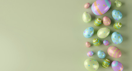 Easter composition on a color background - 3d rendering