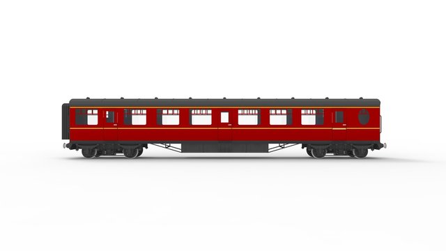 3D rendering of a train passenger carriage coach isolated