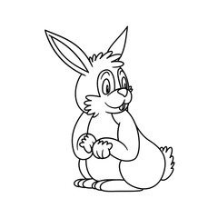 animal rabbit or hare. vector illustration. For pre school education, kindergarten and kids and children. Coloring page and books, zoo topic. Bunny Mammal sitting with smiling happy face, friendly
