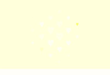 Light Yellow vector backdrop with sweet hearts.