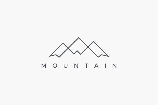 Outline Abstract Mountain Logo. Flat Line Vector Logo Design Template Element.