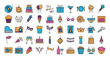 bundle of party set icons