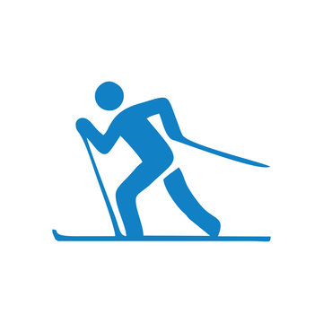 Skier skiing glyph icon vector on white background. Flat vector skier skiing icon symbol sign from modern sports collection for mobile concept and web apps design.