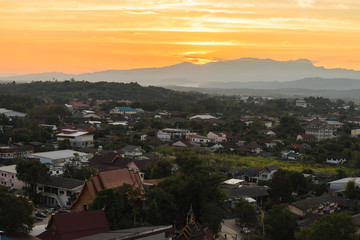 sunset over the city