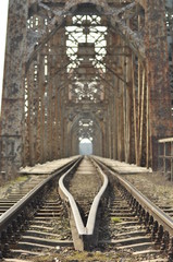 Railway bridge. Torah, steel construction. Crossing the river.
