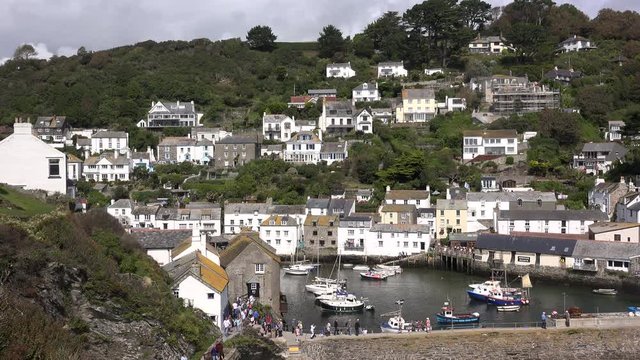 Polperro cornwall England harbour tourism England UK 4K