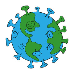 virus in form earth, coronavirus over the earth concept, flat vector illustration