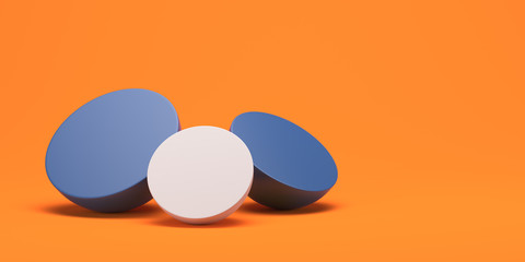  3d render illustration. Empty three hemisphere stand for displaying goods. Illustration for advertising.