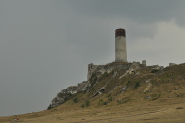 Castle in Olsztyn. Poland. Walls, towers and the ruins of the royal castle.