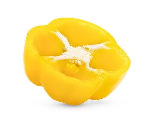 Sliced yellow bell pepper over white background