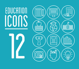 bundle of schoolline and fill style set icons