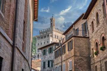 View of Palazzo dei Consoli in Gubbio, Italy