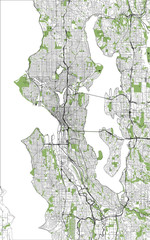 map of the city of Seattle, Washington, USA