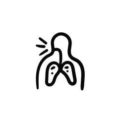 Hand drawn lungs. Simple vector icon