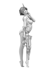 warrior woman character, 3D rendering, illustration