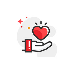 Giving Heart Vector Colord  Icon Illustration