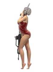 warrior woman character, 3D rendering, illustration