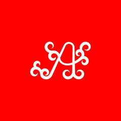 Abstract graphic illustration of the letter A with ornamental pattern