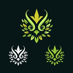 Abstract owl with leaves head Illustration