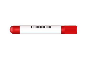 Test tube with blood on a white background. Illustration