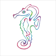 Color gradient illustration of a sea animal. Sea Horse.