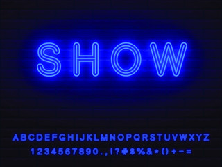bold dark nice cute magical style blue editable color neon font set. collection of letters numerals signs icons symbols .internet security concept with binary code