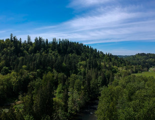 Fabulous aerial photography of Flaming Geyser State Park on a partly cloudy summer day in Auburn Washington State