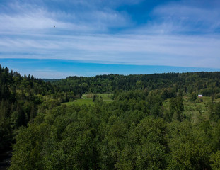 Fototapeta na wymiar Fabulous aerial photography of Flaming Geyser State Park on a partly cloudy summer day in Auburn Washington State