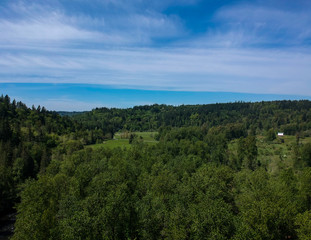 Fabulous aerial photography of Flaming Geyser State Park on a partly cloudy summer day in Auburn Washington State