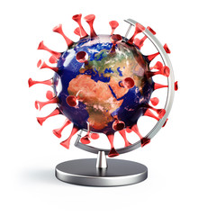 Corona virus als  Globus - global covid-19 outbreak  - 3D illustration