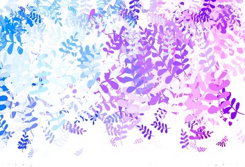 Fototapeta na wymiar Light Pink, Blue vector doodle pattern with leaves.