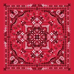Vector ornament Bandana Print. Traditional ornamental ethnic pattern with paisley and flowers. Silk neck scarf or kerchief square pattern design style, best motive for print on fabric or papper. - 331892299