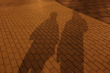  evening shadow of two people