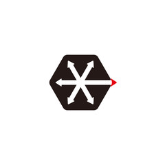 abstract hexagonal motion arrows geometric symbol logo vector