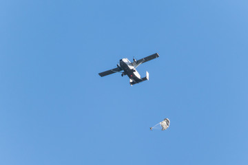 Fototapeta na wymiar Parachute From SkyVan