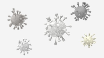 3D rendering of a Coronavirus Covid-19 cell a health risk outbreak influenza or flu dangerous pandemic medical health risk concept disease