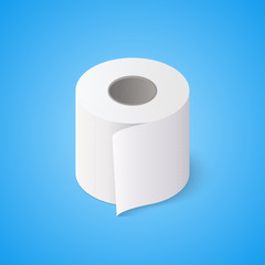 Toilet paper roll on blue background. Isometric vector illustration