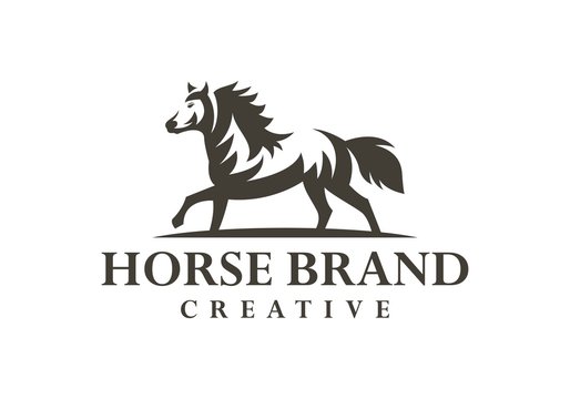 Unique horse silhouette logo template