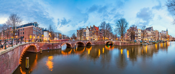 Amsterdam, Netherlands Bridges and Canals - obrazy, fototapety, plakaty