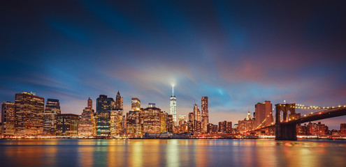 Fototapeta na wymiar Panoramic view of New York by night