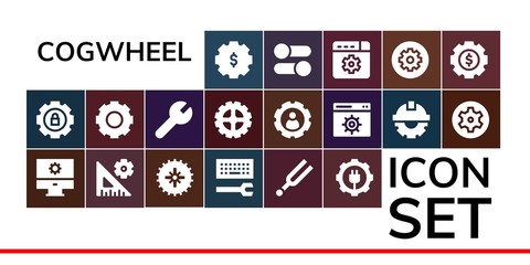 Modern Simple Set of cogwheel Vector filled Icons