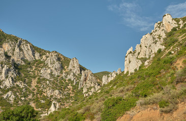 Fototapeta na wymiar View on Buggerru mountains, Sardinia, Italy