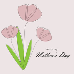 Happy mothers day card flowers vector illustration