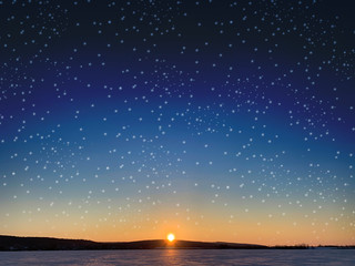 Fototapeta na wymiar Starry sky over frozen river
