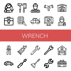 wrench simple icons set