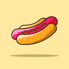 Hot Dog Icon Design Illustrations Cartoon Style Suitable eb Landing Page, Banner, Flyer, Sticker, Wallpaper, Background