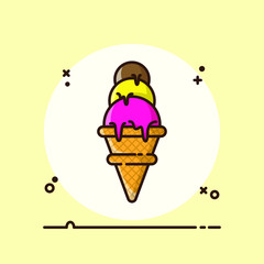 Ice CreamIcon Design Illustrations Cartoon Style Suitable eb Landing Page, Banner, Flyer, Sticker, Wallpaper, Background